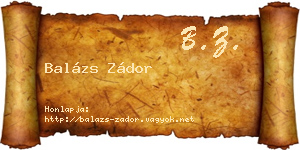 Balázs Zádor névjegykártya